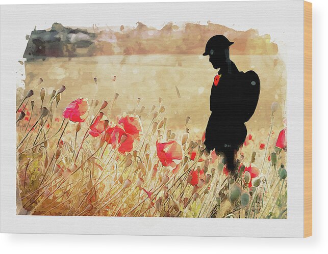 Soldier Poppies Wood Print featuring the digital art Remember Them by Airpower Art
