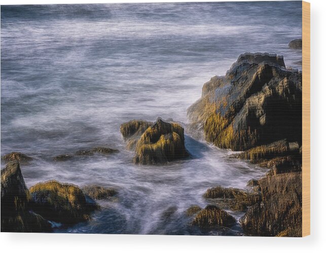 Tom Singleton Photography Wood Print featuring the photograph Rhode Island Rocks And Sea by Tom Singleton
