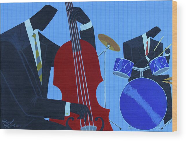 Jazz Wood Print featuring the painting Rhythm Session by Darryl Daniels
