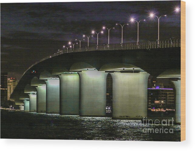 Bridge Wood Print featuring the photograph Ringling Causeway Looking East by Tom Claud
