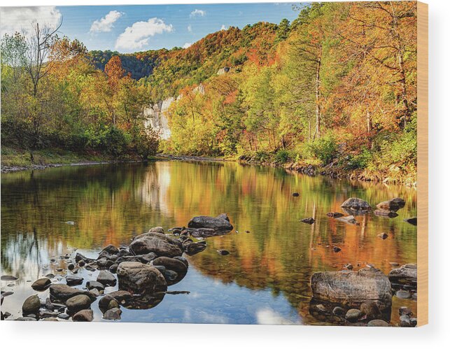 Roark Bluff Wood Print featuring the photograph Roark Bluff Reflections In The Arkansas Ozark Mountains by Gregory Ballos