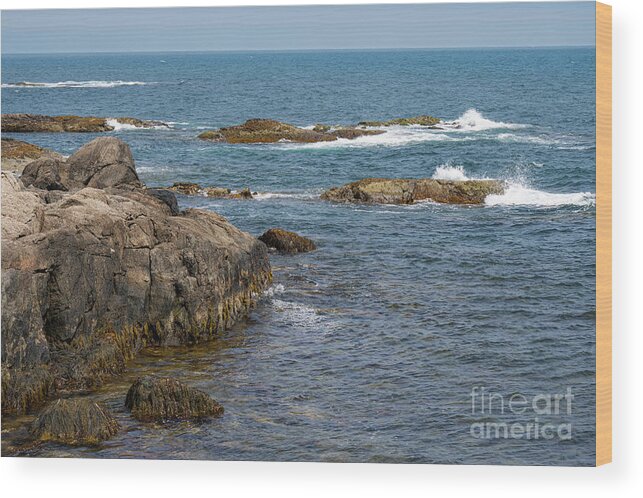 Newport Wood Print featuring the photograph Rock Cliffs on Cliff Walk by Bob Phillips