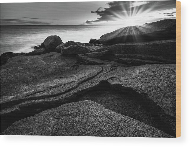 Halibut Pt. Wood Print featuring the photograph Rockport Rocks by Michael Hubley