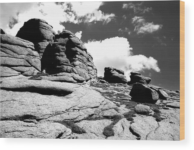 Black And White Wood Print featuring the photograph Rocks in black and White by Ron Roberts
