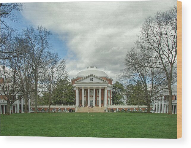 Rotunda Wood Print featuring the photograph Rotunda and Lawn at University of Virginia by Jerry Gammon
