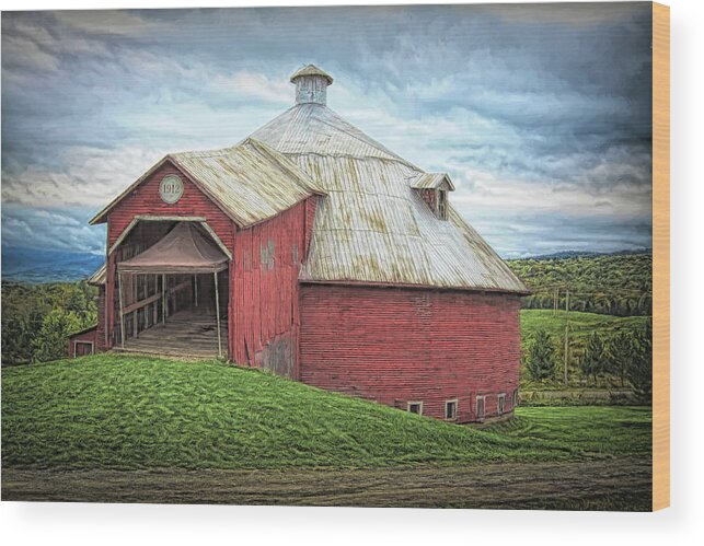 Barn Wood Print featuring the photograph Round barn - Mansonville, Quebec by Tatiana Travelways