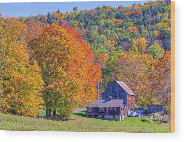 Rural Vermont Wood Print featuring the photograph Rural Vermont Fall Scenery by Juergen Roth