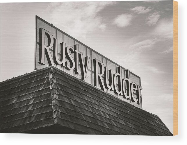 Rusty Wood Print featuring the photograph Rusty Rudder Sign by Jason Fink