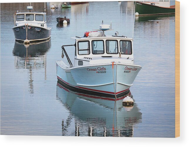 Rye Harbor Wood Print featuring the photograph Rye Harbor Reflections by Eric Gendron