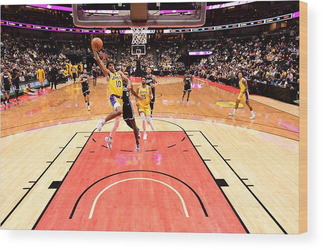 Nba Pro Basketball Wood Print featuring the photograph Sacramento Kings v Los Angeles Lakers by Adam Pantozzi