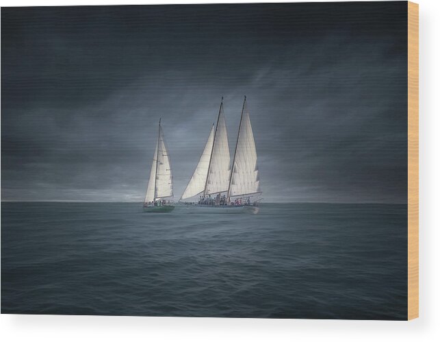 Sailboat Wood Print featuring the photograph Sail Into the Storm by Mark Andrew Thomas