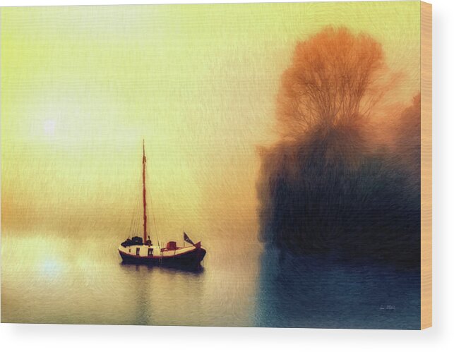 Boat Wood Print featuring the painting Sailboat on Lake - DWP1992137 by Dean Wittle