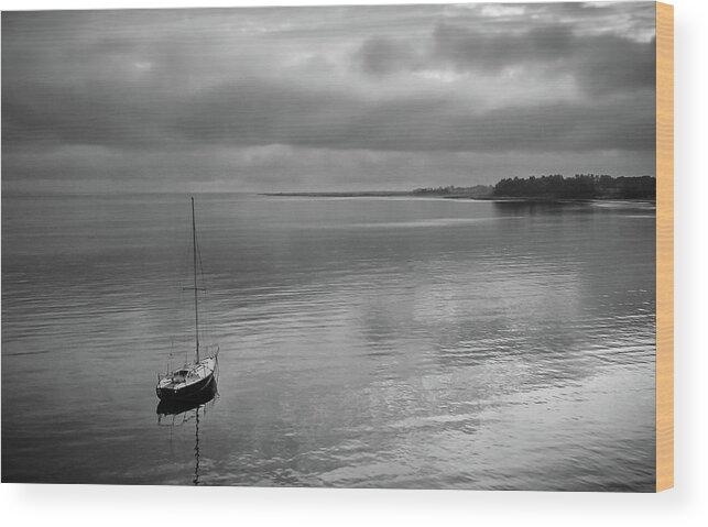 Sunrise Wood Print featuring the photograph sailboat sunrise - Keyport, NJ by Steve Stanger