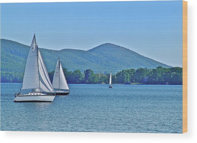 Smith Mountain Lake Sailboats Wood Print featuring the photograph Sailors In Motion by The James Roney Collection