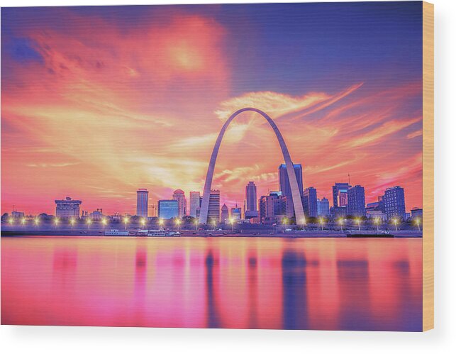 Stl Wood Print featuring the photograph Saint Louis In Pinks by Bill and Linda Tiepelman