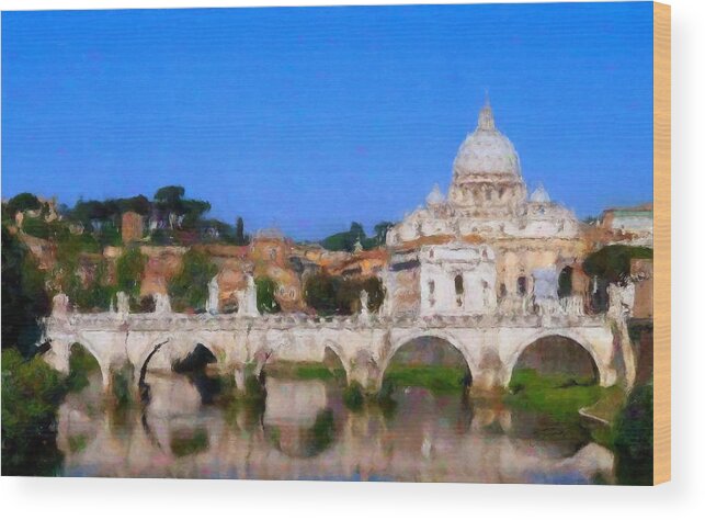 Saint Peter's Basilica Wood Print featuring the digital art Saint Peter's Basilica, Rome by Jerzy Czyz