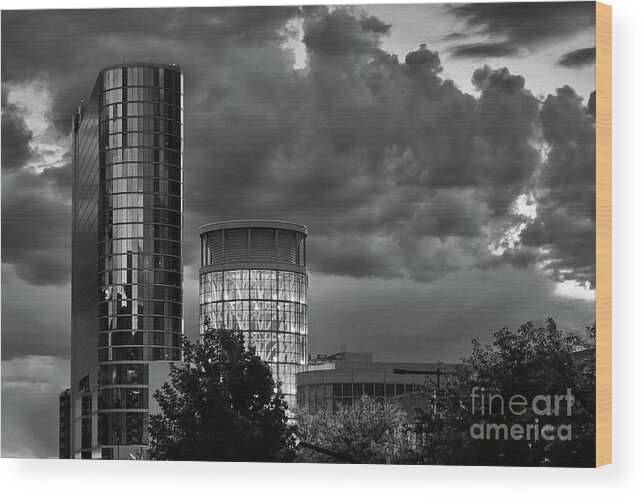 Black And White Wood Print featuring the photograph Salt Lake City by Elisabeth Derichs