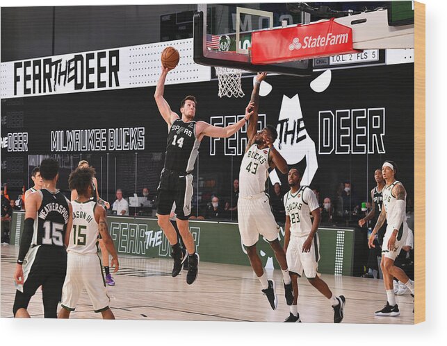 Nba Pro Basketball Wood Print featuring the photograph San Antonio Spurs v Milwaukee Bucks by Jesse D. Garrabrant