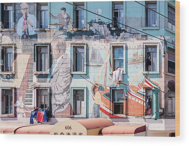 San Ffancisco Wood Print featuring the photograph SanFran Jazz wall of Fame by Charles McCleanon