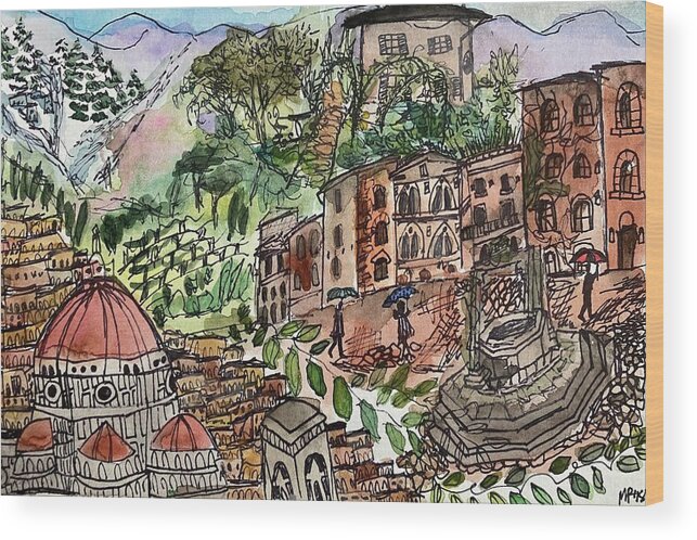  Wood Print featuring the painting Scenes of Italy by Meredith Palmer