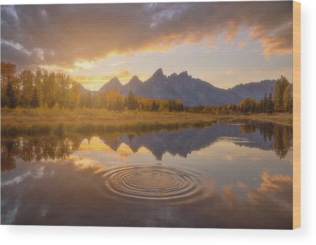 Grand Tetons Wood Print featuring the photograph Schwabacher Sunset by Darren White