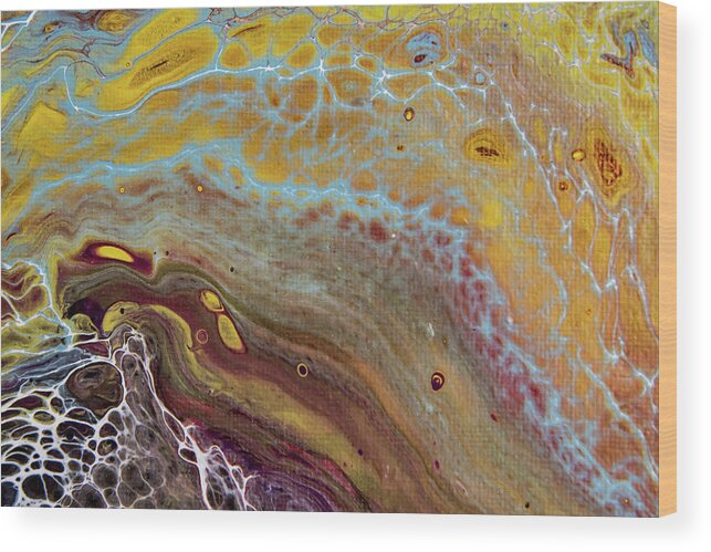 Abstract Wood Print featuring the painting Seafoam Abstract 1 by Jani Freimann