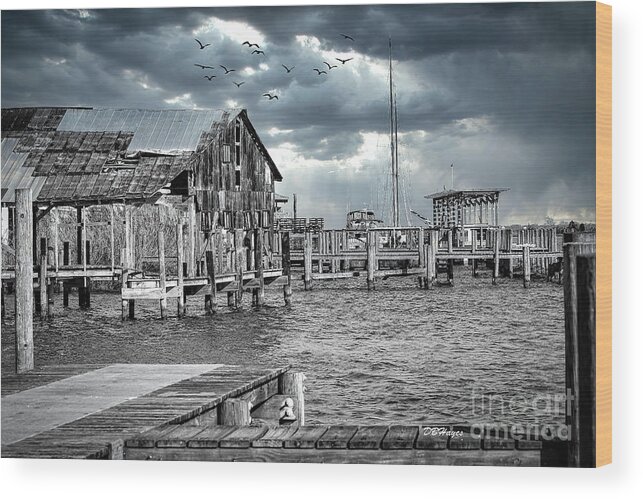 Maritime Wood Print featuring the photograph Seen Better Days Black-White by DB Hayes
