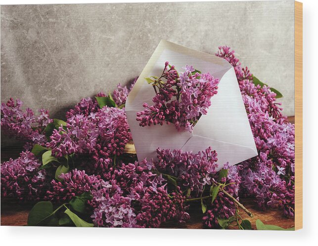 Envelope Wood Print featuring the photograph Sending You Lilacs by Randi Grace Nilsberg
