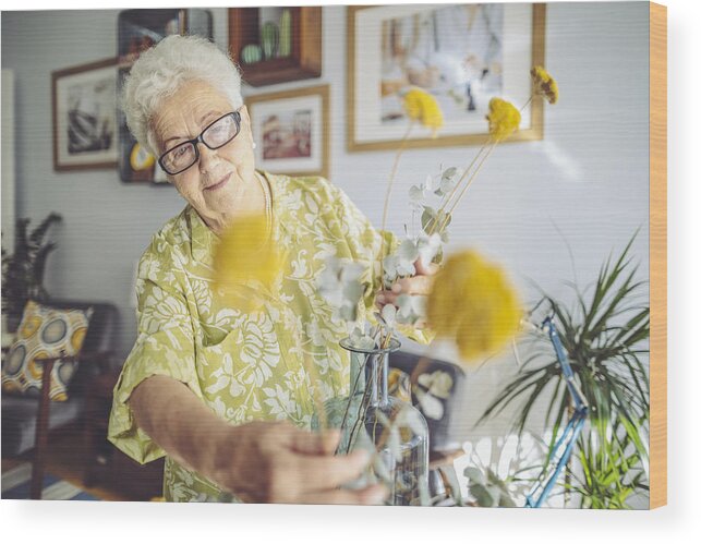 Home Decor Wood Print featuring the photograph Senior woman at home by Eva-Katalin