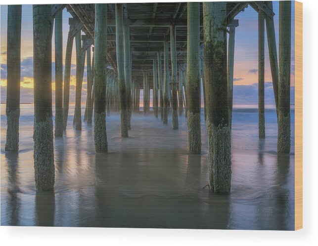 Old Orchard Beach Wood Print featuring the photograph September Morning Beneath the Pier by Kristen Wilkinson