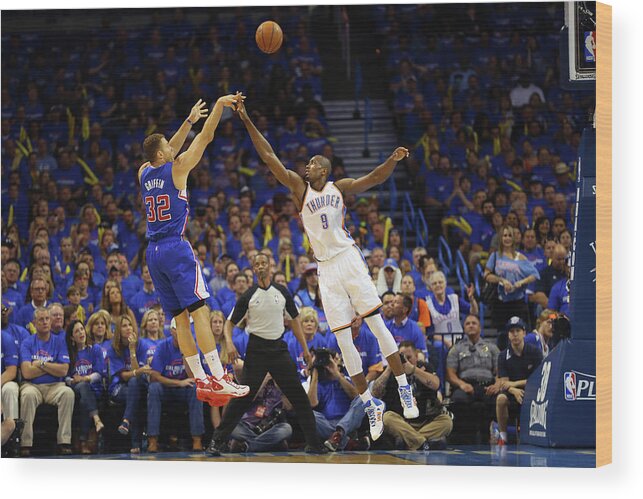 Playoffs Wood Print featuring the photograph Serge Ibaka and Blake Griffin by Ronald Martinez