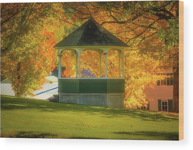Sharon Vermont Wood Print featuring the photograph Sharon Vermont bandstand by Jeff Folger
