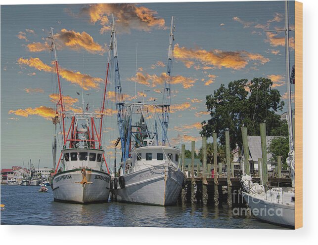 Winds Of Fortune Wood Print featuring the photograph Shem Creek - Winds of Fortune - Mrs. Judy Too by Dale Powell
