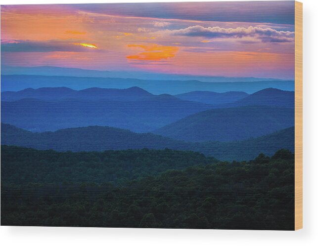 Blue Wood Print featuring the photograph Shenandoah Blues...And Orange by Mark Papke