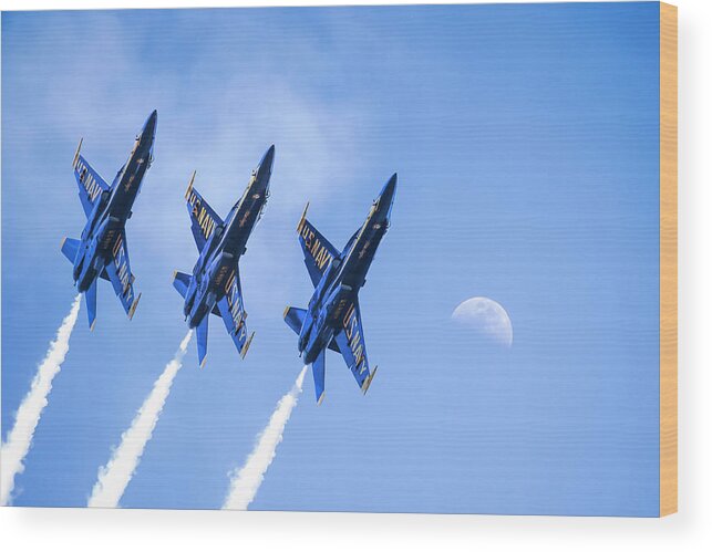 Blue Angels Wood Print featuring the photograph Shoot the Moon by Randall Allen