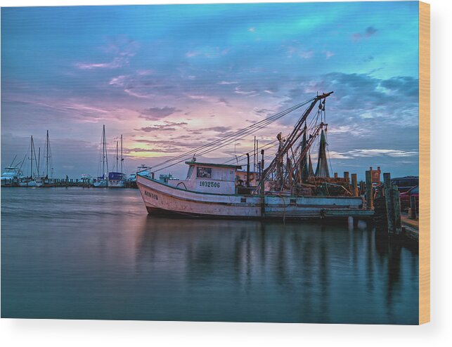 Shrimp Boat Wood Print featuring the photograph Shrimp Boat Rainbow by Ty Husak