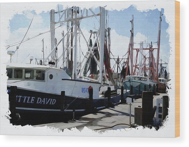 Boats Wood Print featuring the digital art Shrimp Boats by Chauncy Holmes