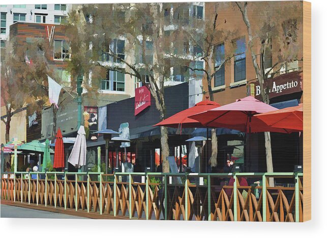 Sidewalk Cafes Wood Print featuring the photograph Sidewalk Cafes in Charleston West Virginia by Roberta Byram