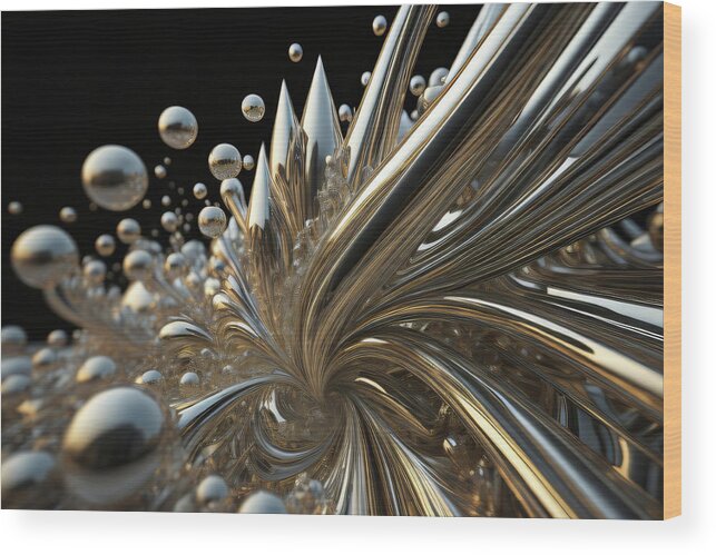 Silver Wood Print featuring the digital art Silver Precious Metal Abstract 007 by Flees Photos