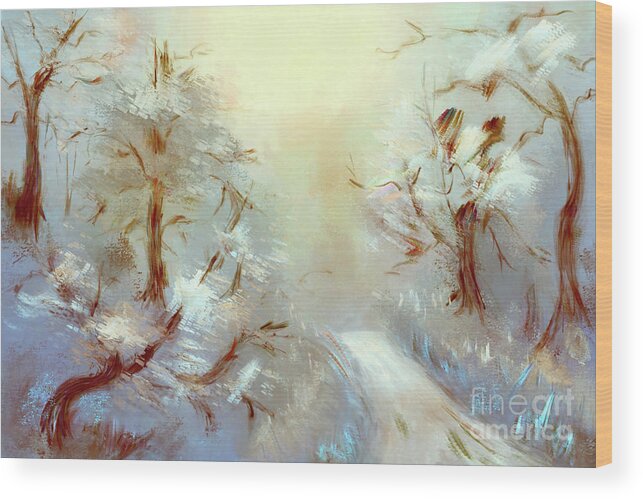 Snow Wood Print featuring the digital art Silver Sunrise by Lois Bryan