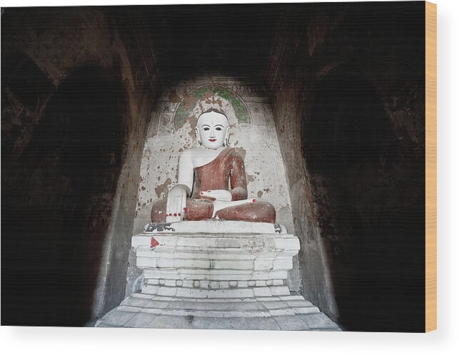 Birman Wood Print featuring the photograph Sitting Buddha, Bagan, Myanmar by Lie Yim