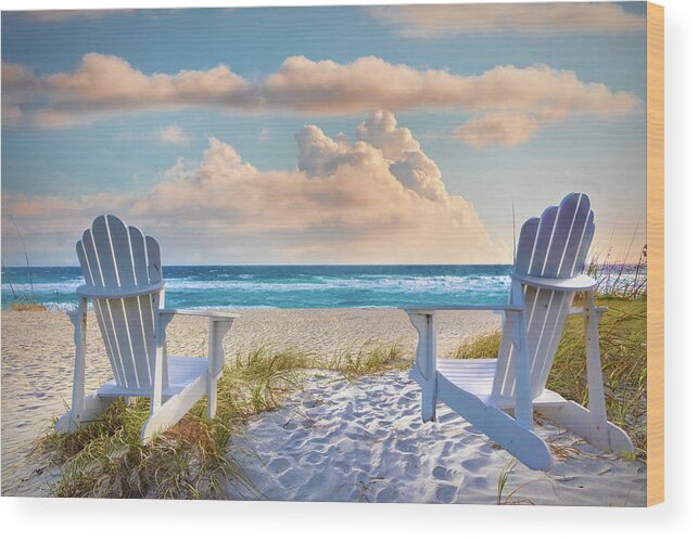 Clouds Wood Print featuring the photograph Sitting in the Sunshine at the Beach by Debra and Dave Vanderlaan