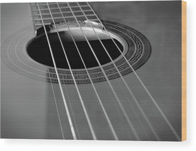 Spanish Guitar Wood Print featuring the photograph Six Guitar Strings by Angelo DeVal