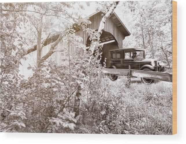 Northfield Wood Print featuring the photograph Slaughter House covered bridge in Northfield Vermont #3 by George Robinson