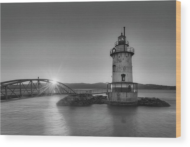 Tarrytown Wood Print featuring the photograph Sleepy Hollow Light NY BW by Susan Candelario