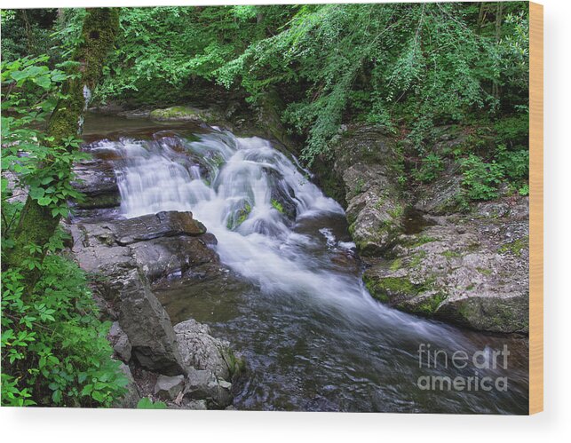 Little River Wood Print featuring the photograph Small Waterfall On Little River 2 by Phil Perkins