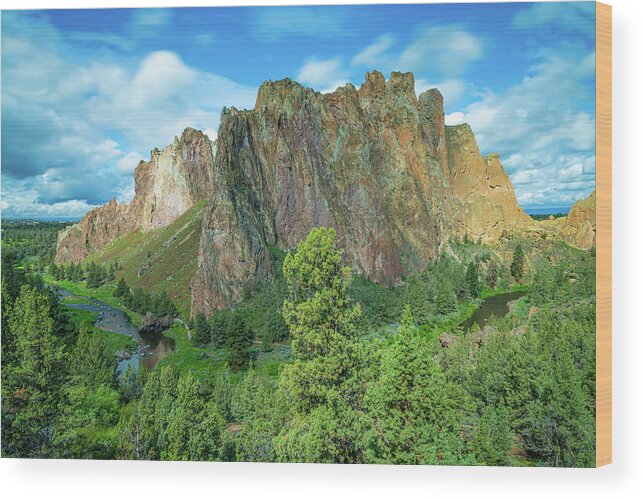 2019 Wood Print featuring the photograph Smith Rock and the Crooked River by Erin K Images