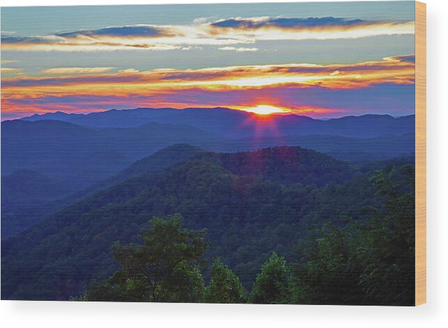 Sunset Wood Print featuring the photograph Smoky Mountain Sunset by Gina Fitzhugh