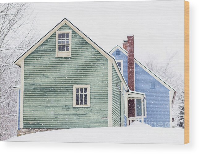 Snow Wood Print featuring the photograph Snow Storm Rural New Hampshire by Edward Fielding