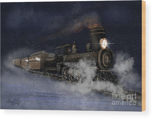 Train Wood Print featuring the digital art Snow Train by Doug Gist